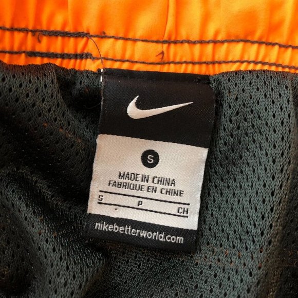 Nike Mens Swim Trunks Mesh Lined Drawstring Cargo Pocket Gray Orange S - Picture 3 of 4